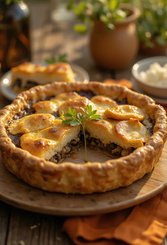 Cremet vegansk svampepostej skåret i stykker