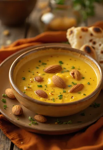 Indisk korma curry sauce serveret