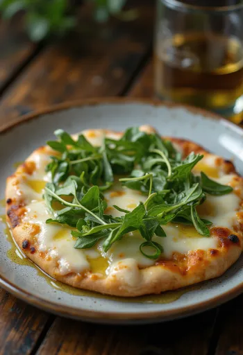 Pizza Bianca con Rucola med rucola og ost
