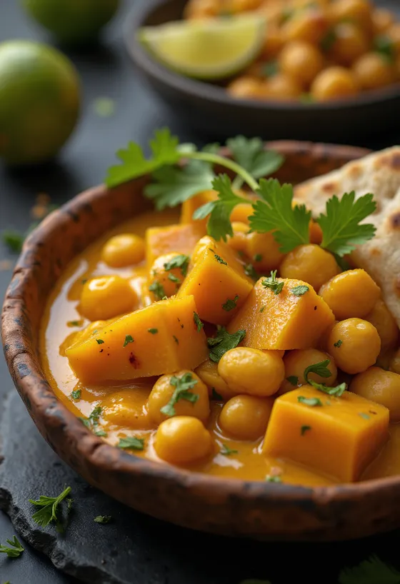 Græskar curry med kikærter