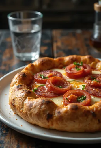 Diavola pizza med fyldt kant og krydret salami