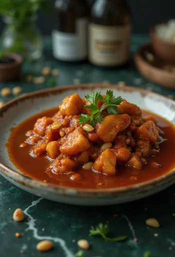 Karry-ingefær barbecue sauce serveret