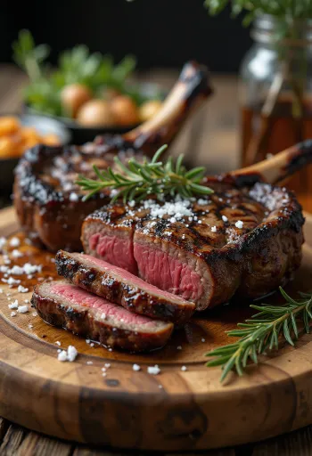 Grillede springbuksteaks serveret med ristede grøntsager.