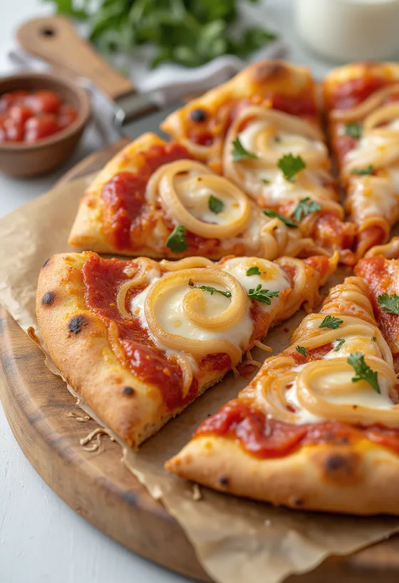 Pizza con Cipolla med løg og mozzarella