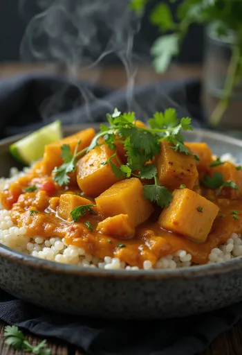 Græskar curry på quinoa bund