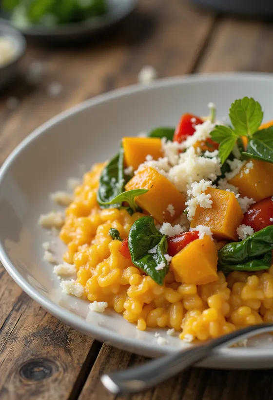 Græskar risotto med grøntsager