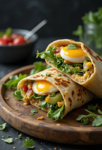 Grillet auberginewrap med friske grøntsager og hummus