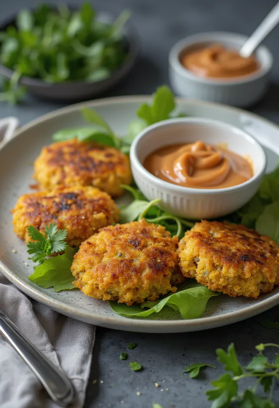 Veganske frikadeller med bulgur serveret