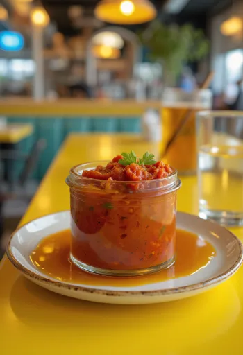 Harissa-sauce serveret med grillede grøntsager