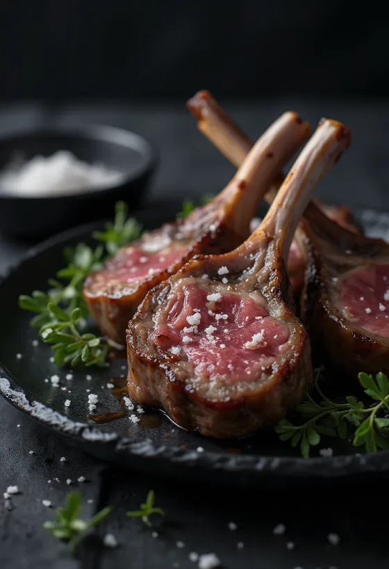 Rosmarinkrydrede lammekoteletter grillet