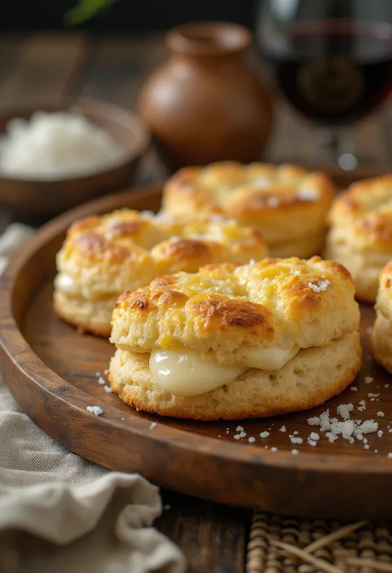 Scones med fåreost serveret
