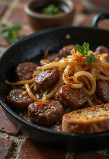 Stegt lever med løg serveret