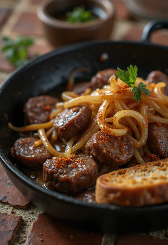 Stegt lever med løg serveret