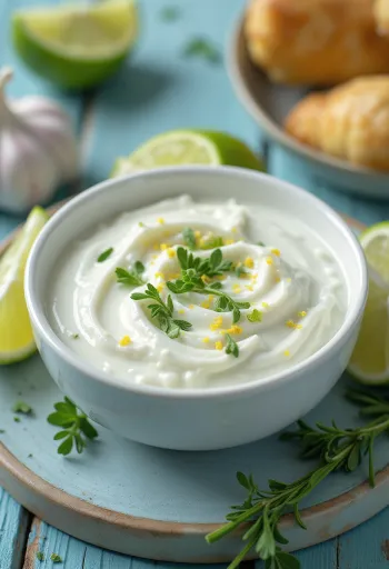 Estragon hvidløg lime sauce serveret