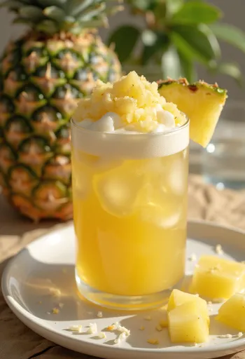 Ananas-kokos cider serveret i glas