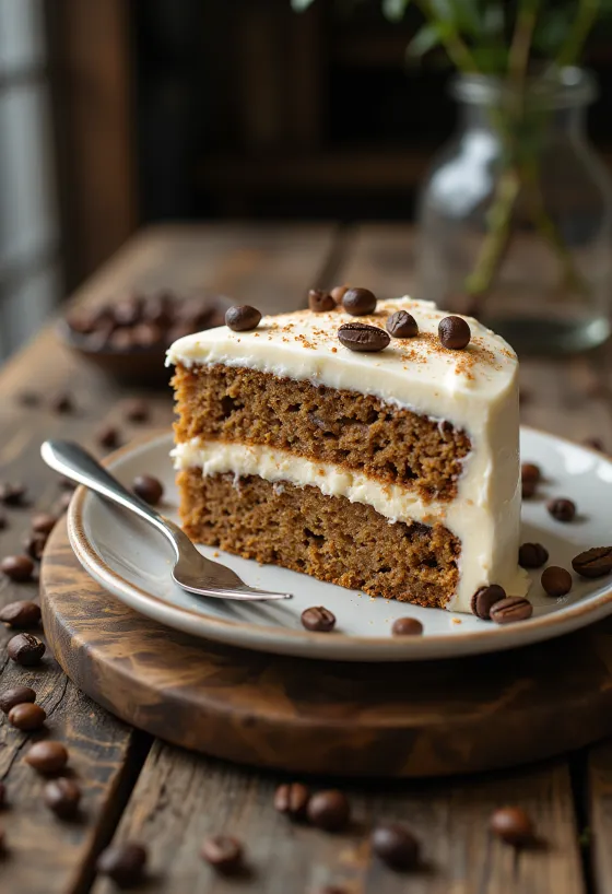 Kaffe mascarpone kage serveret