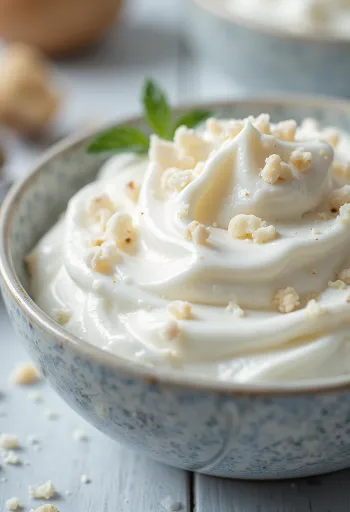 Mynte-fløde-yoghurtsauce serveret