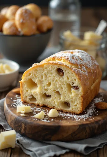 Hvid chokolade stollen serveret