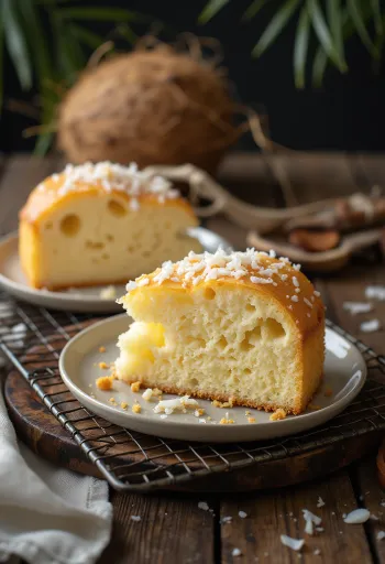 Kokoslagkagebund serveret