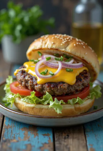 Wasabi burger serveret