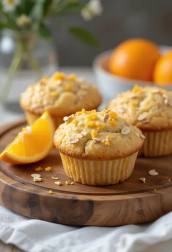 Havregrynsmuffins med appelsin serveret