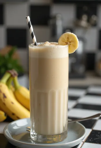 Bananmilkshake serveret i glas