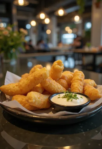 Cakwe serveret med hvidløgs-creme fraiche