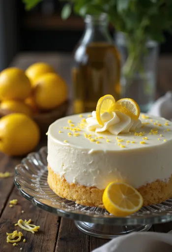 Citronmousse kage med pynt