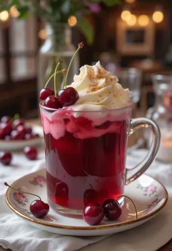 Sød kirsebærcider serveret i glas