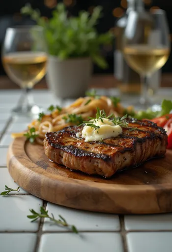 Grillet kængurufilet serveret med ristede grøntsager