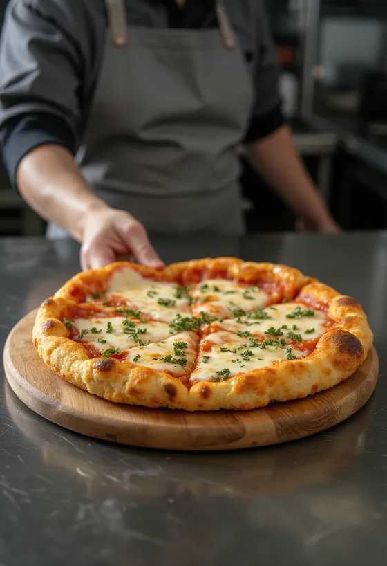 Blomkålspizzabund med vegansk fyld serveret