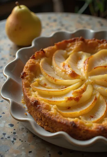 Pæretærte serveret