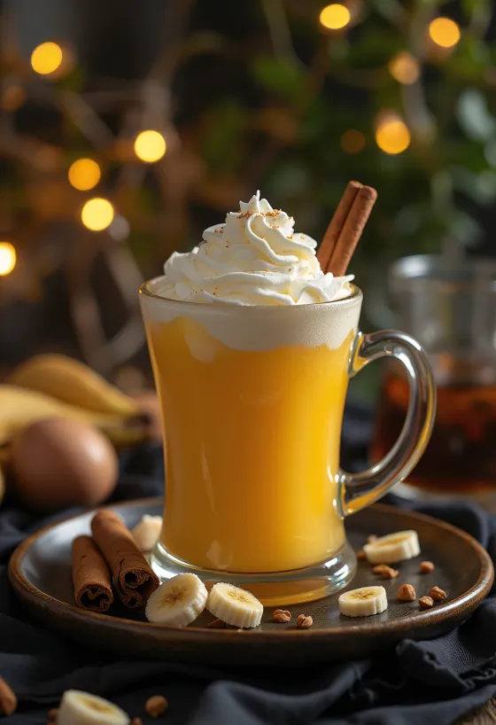 Banan-mango cider serveret i glas