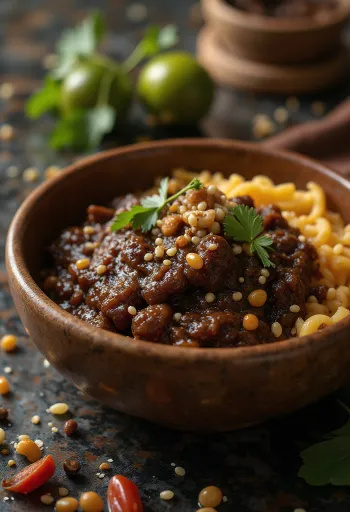 Mole poblano serveret med kylling og ris