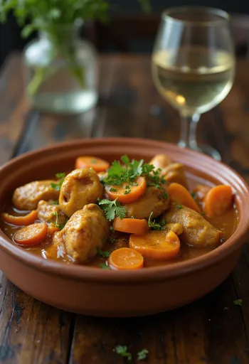 Moela med gulerødder, serveret med rige krydderier og frisk koriander