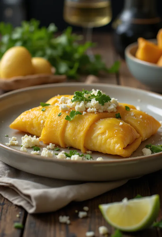 Pamonha salgada com queijo serveret med frisk korianderpynt