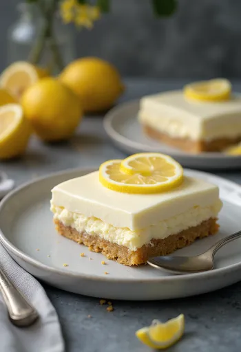 Citron drømmekage serveret