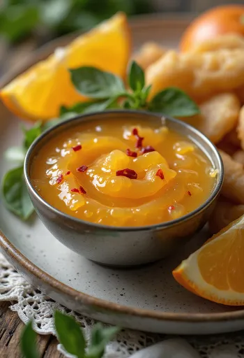 Krydret appelsin-lime sauce serveret