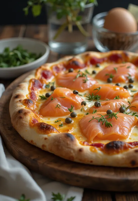 Dansk pizza med røget laks