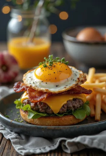 Morgenmadsburger med bacon og æg