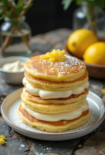 Pandekagekage med hytteost serveret på en tallerken