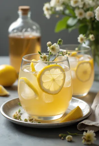 Hyldeblomst cider med is frisk serveret