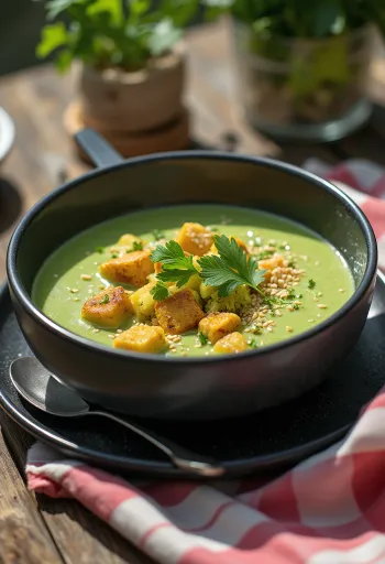 Broccolicreme med curry-tofu