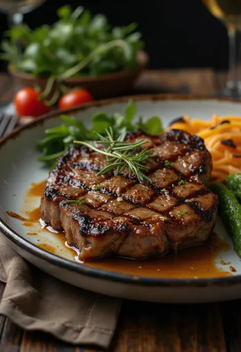 Grillet kængurusteak serveret