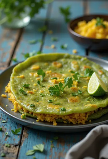 Pesarattu med upma og frisk lime