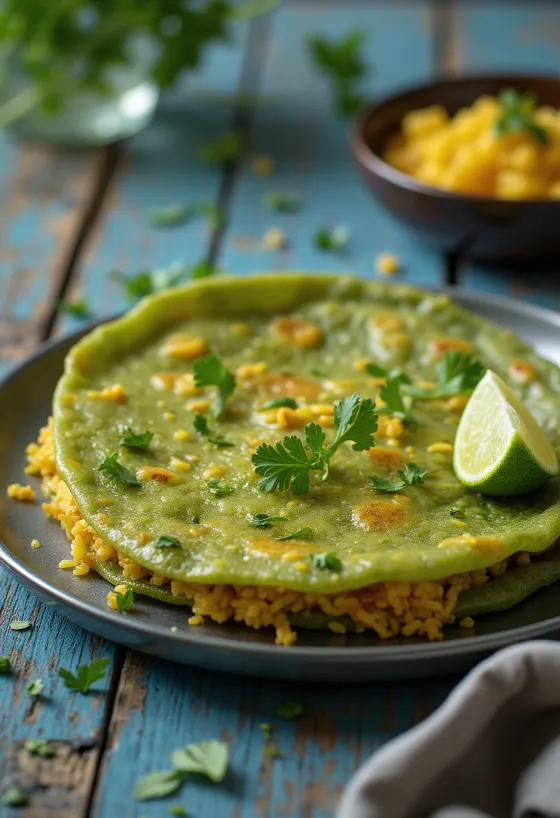 Pesarattu med upma og frisk lime