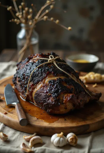 Spidstegt vildsvin med krydderurter og stegte grøntsager