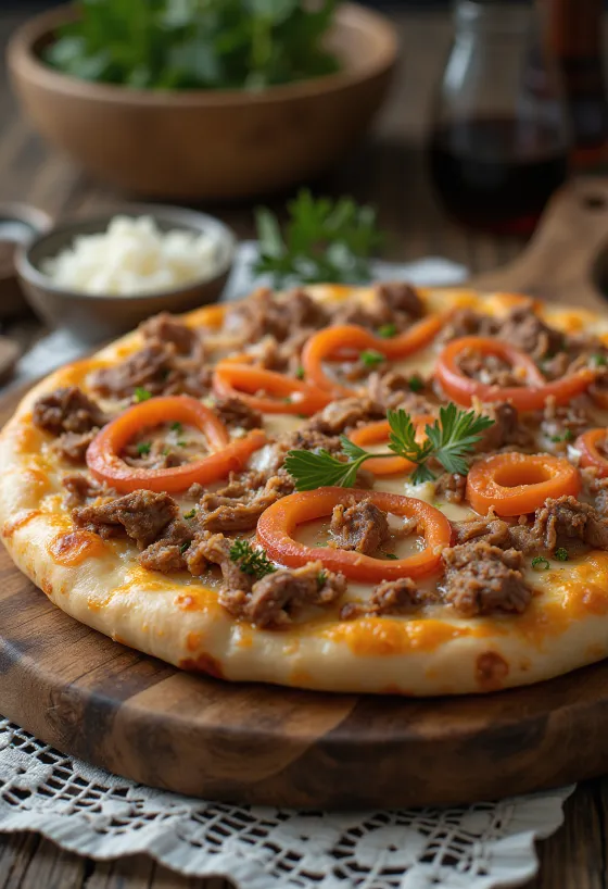 Kasakhisk pizza med okse- eller hestekød