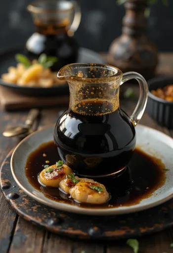 Honning-balsamico-sauce serveret