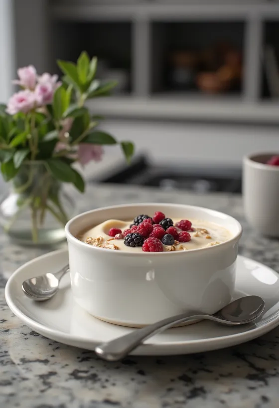 Havremælk baseret panna cotta i glas